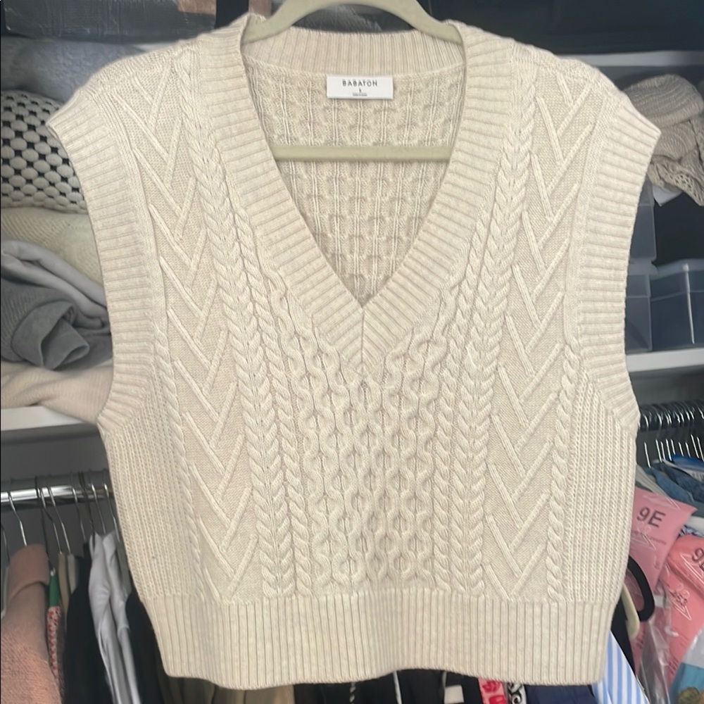 Babaton Cream Cable Knit Sweater Vest